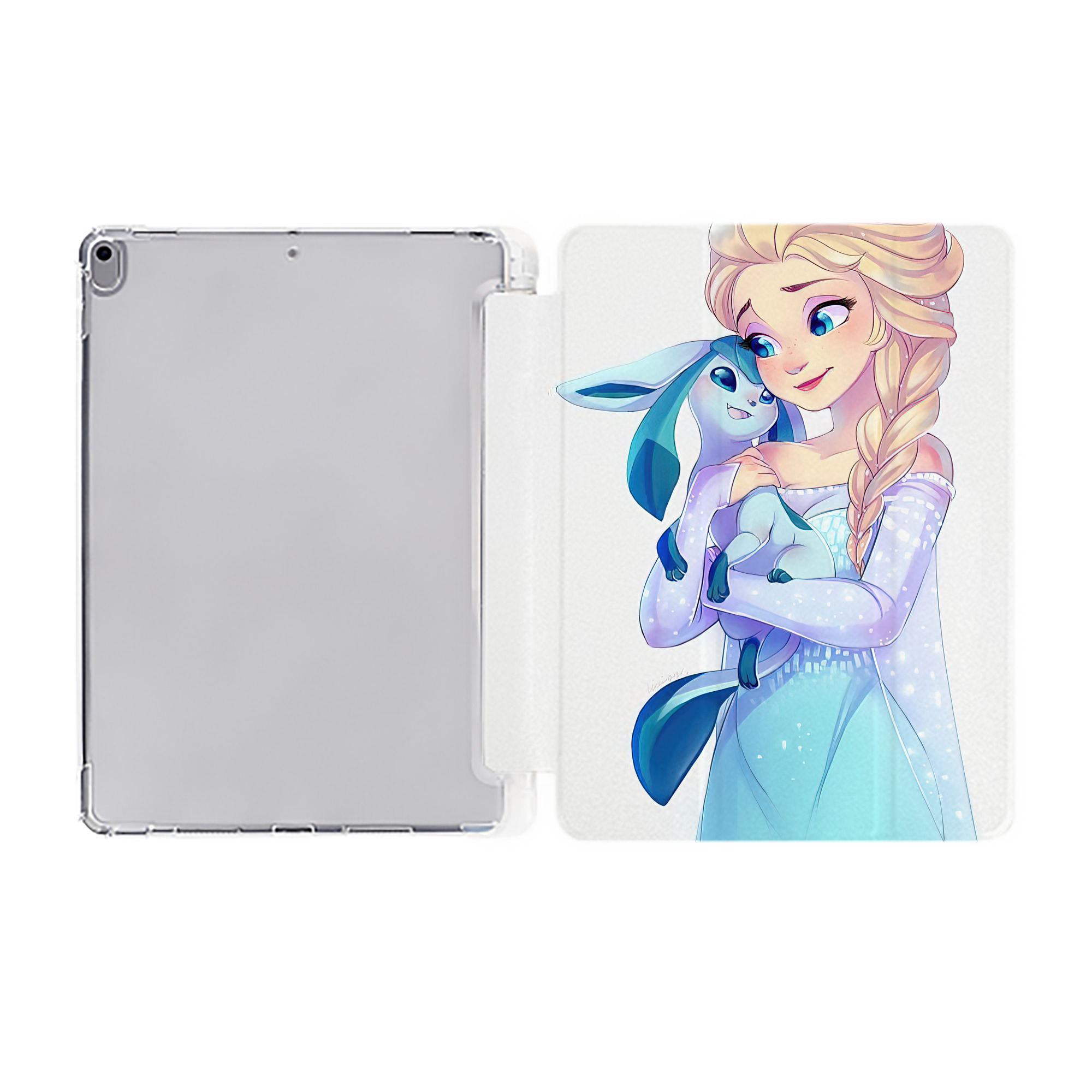 （画像用） アナと雪の女王 アンナ エルサ Frozen Anna Elsa IPad ケース ペン収納付き 三つ折りスタンド PUレザー×シリコン 対応機種9.5/10.5/10.9インチ